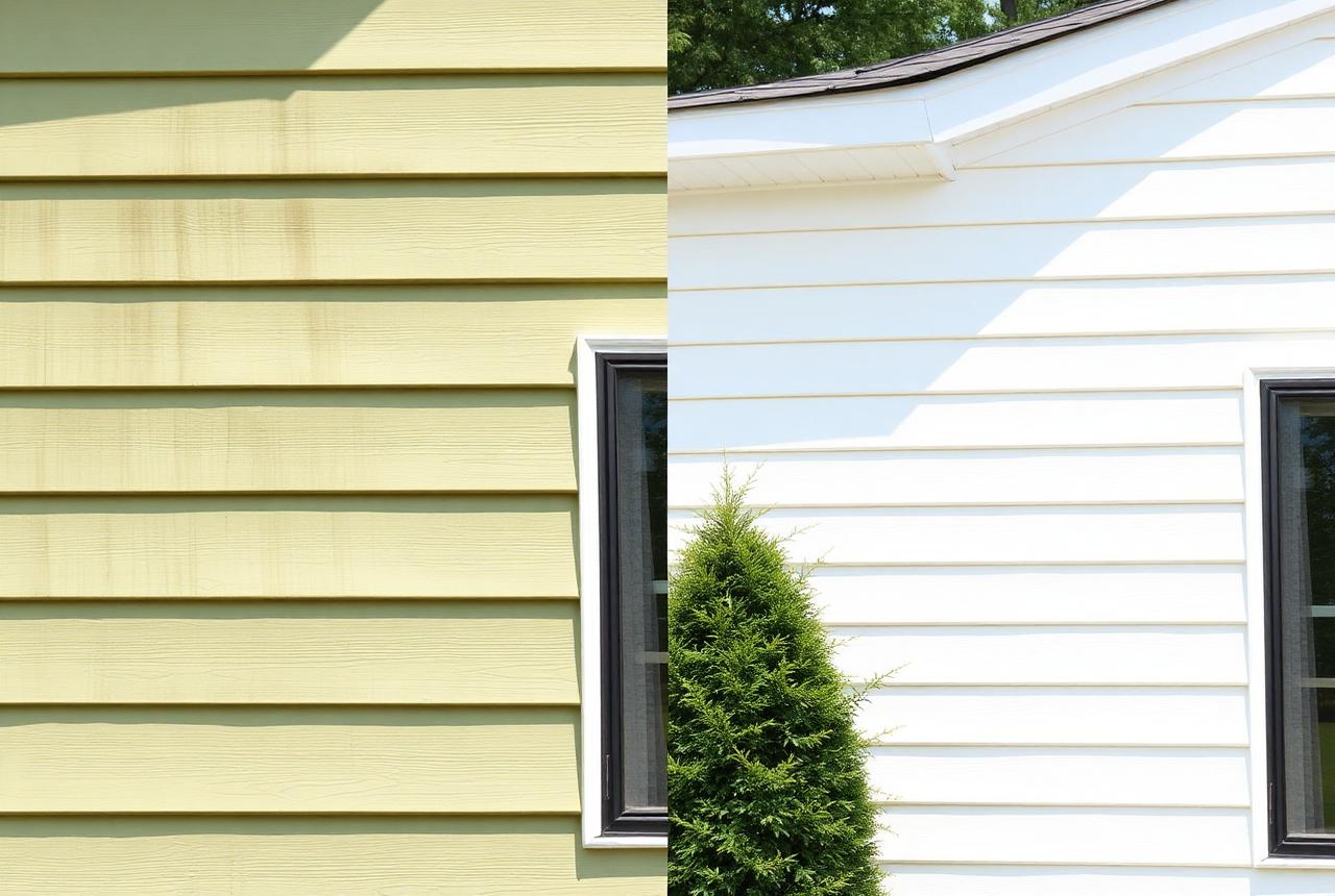 Before and after house siding soft wash